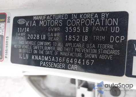 2015 Kia Rio Lx из США, поврежденный, VIN KNADM5A36F6494167